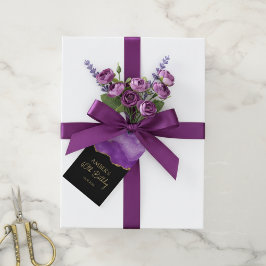 Purple Gold Glitter Abstract Watercolor Marble  Geschenkanhänger