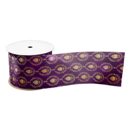 Purple & Gold Ornamental Sparkle Pattern Satinband