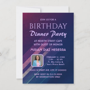 Purple Gradient Anniversaire Dîner Fête Invitation