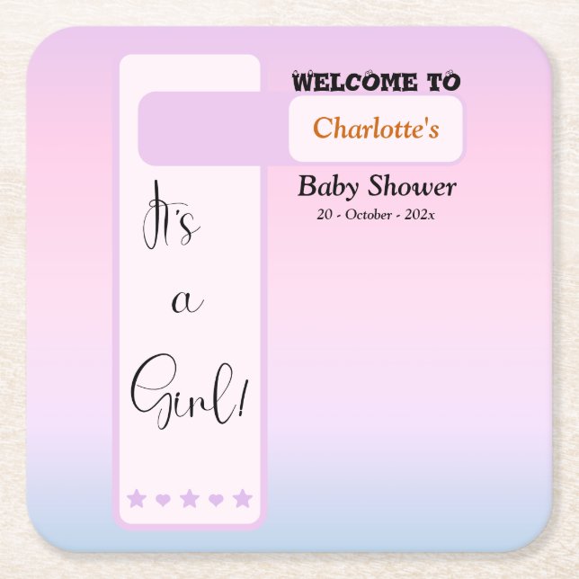 Purple Gradient Cute Eyeball Text Baby Shower Rechteckiger Pappuntersetzer (Vorderseite)
