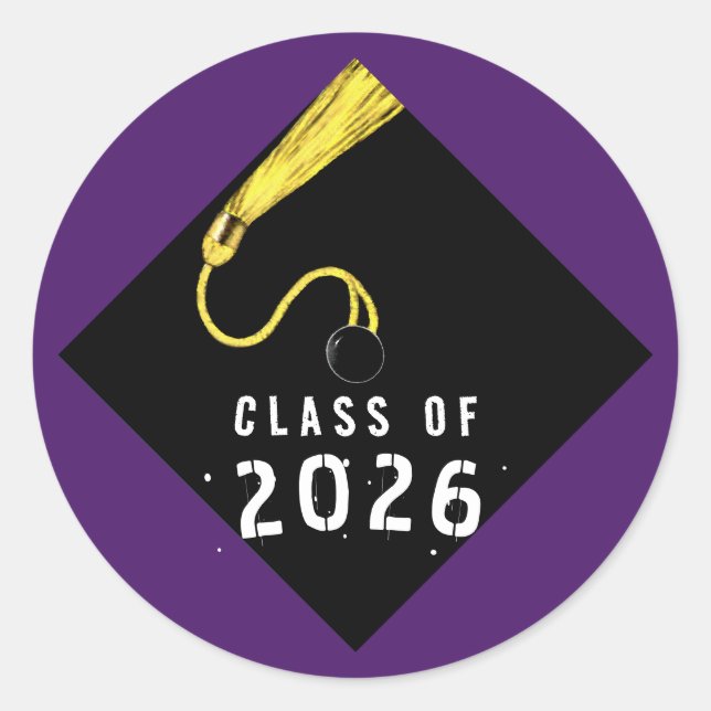 Purple Graduation 2026 Runder Aufkleber (Vorderseite)