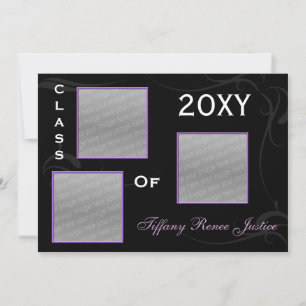 Purple Graduation multi photo Invitation
