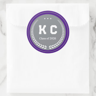 Purple & Gray  Class of 2026 Graduation Envelope Runder Aufkleber