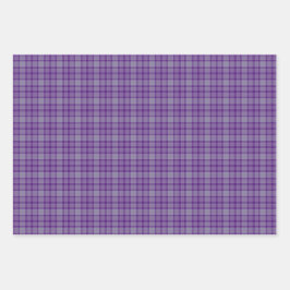 Purple Gray Plaid Tartan Geschenkpapier Set