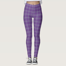 Purple Gray Plaid Tartan Leggings
