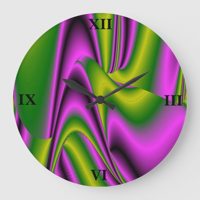 purple green abstract Rainbow-Art Große Wanduhr (Vorderseite)