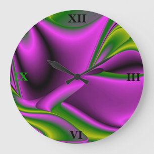 purple green abstract Rainbow-Art Große Wanduhr