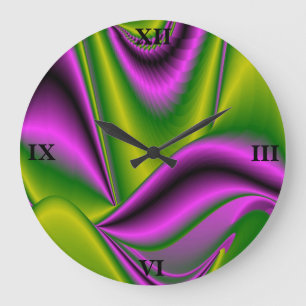 purple green abstract Rainbow-Art Große Wanduhr