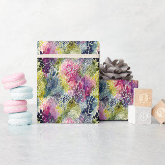 Purple, green abstract watercolor geschenkpapier