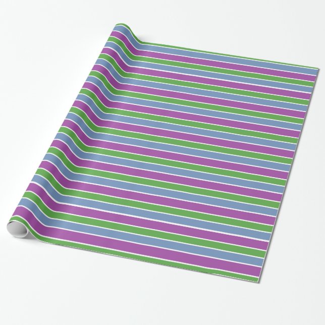 Purple Green Blue Striped Geschenkpapier (Ungerollt)