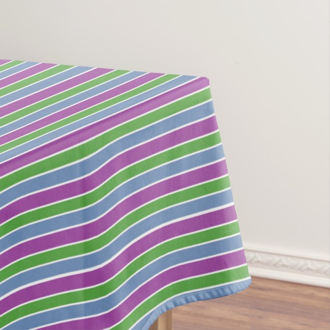 Purple Green Blue Stripes Tischdecke (Beispiel)