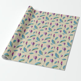 Purple Green Floral Watercolor Hand-painted Geschenkpapier