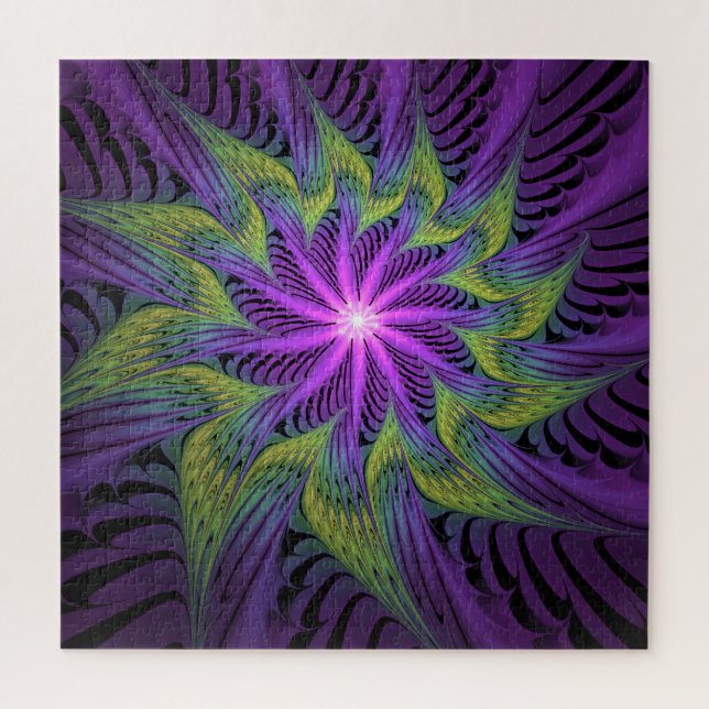 Purple Green Flower Modern Abstract Fractal Art (Vertikal)