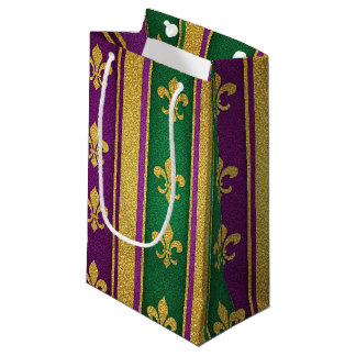 PURPLE GREEN GOLD GLITTER LOOK MARDI GRAS KLEINE GESCHENKTÜTE