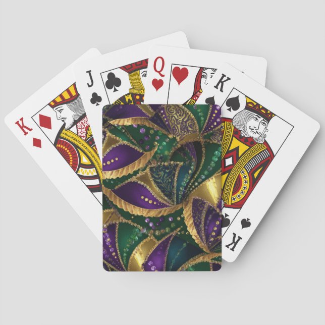 PURPLE GREEN GOLD MARDI GRAS PATTERNS SPIELKARTEN (Rückseite)