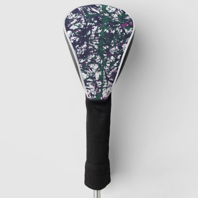 Purple, Green, Pink, Marble Artwork Golf Headcover (Vorderseite)