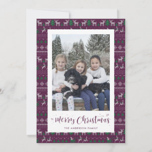 Purple Green Santa Claus Carte de Noël photo