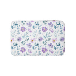 Purple Green Watercolor Wildflower Badematte