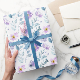Purple Green Watercolor Wildflower Geschenkpapier