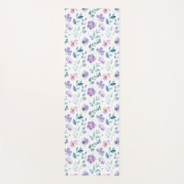 Purple Green Watercolor Wildflower Yogamatte