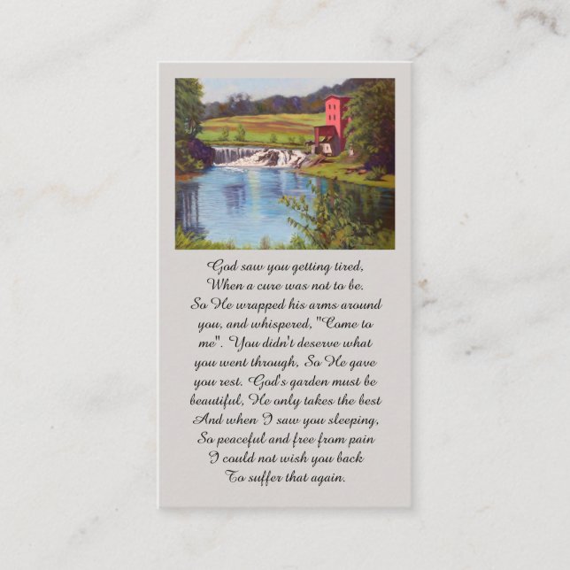 Purple Green Yellow Blue Remembrance Card Visitenkarte (Vorderseite)