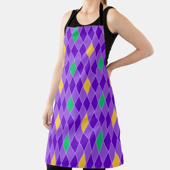 PURPLE GREEN YELLOW MARDI GRAS DIAMOND PATTERN SCHÜRZE (InSitu)