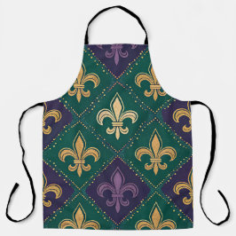 PURPLE GREEN YELLOW MARDI GRAS FLEUR DE LIS SCHÜRZE