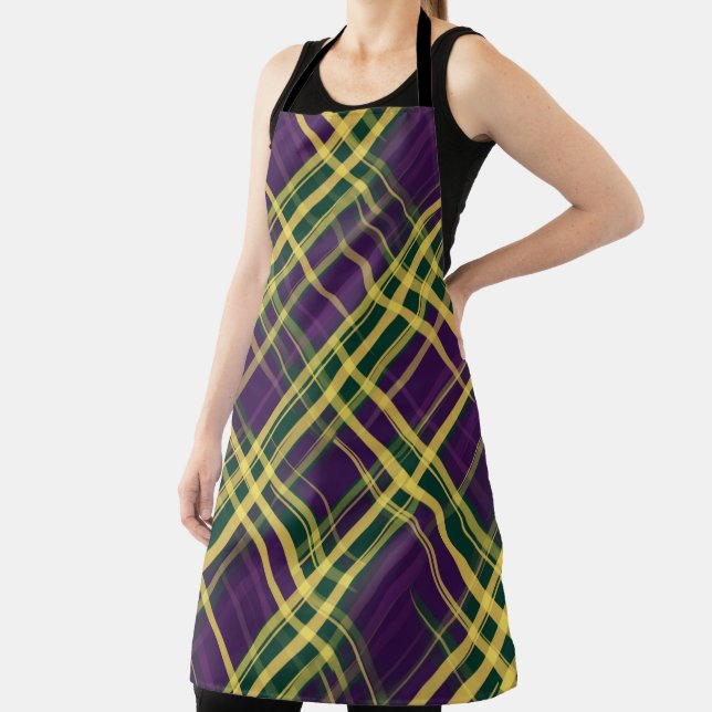 PURPLE GREEN YELLOW MARDI GRAS PLAID PATTERN SCHÜRZE (InSitu)