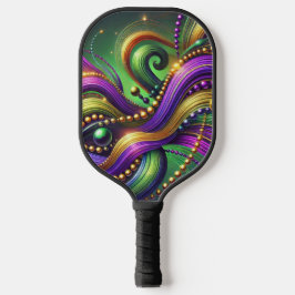 PURPLE GREEN YELLOW MARDI GRAS WAVES & BEADS PICKLEBALL SCHLÄGER
