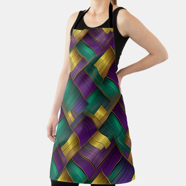 PURPLE GREEN YELLOW MARDI GRAS WEAVE PATTERN SCHÜRZE (InSitu)