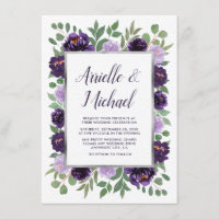 Purple Grey Garden Green Plum Wedding Invitations