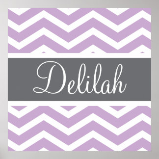 Purple Grey Gray Chevron Custom Poster