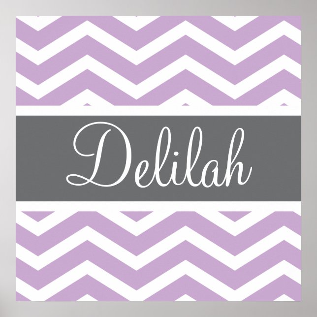 Purple Grey Gray Chevron Custom Poster (Vorne)