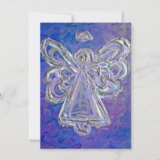 Purple Guardian Angel Invitations personnalisés ou (Devant)