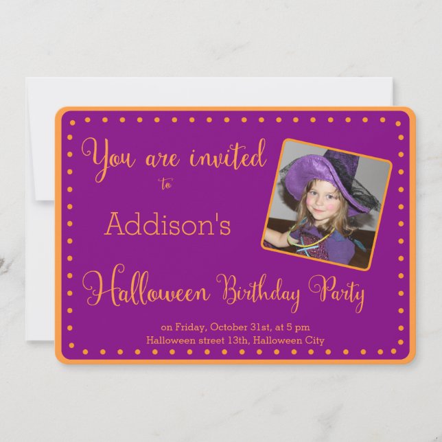 Purple Halloween Anniversaire Invitations photo (Devant)