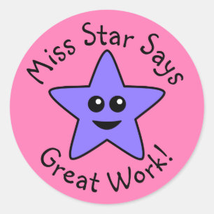 Purple Happy Star Great Work Stickers