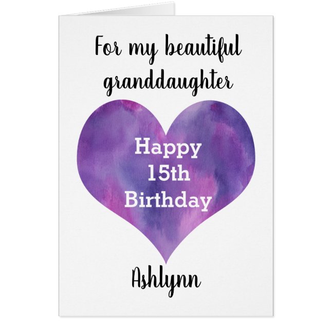 Purple Heart 15e anniversaire petite-fille (Devant)