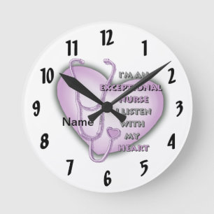Purple Heart außergewöhnliche Pflegekraft  Runde Wanduhr