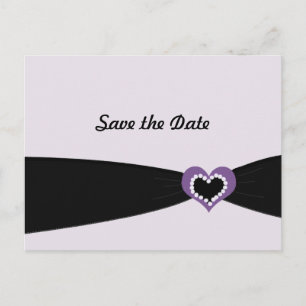 Purple Heart Black Ribbon Save the Date Ankündigungspostkarte