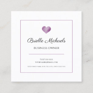 Purple Heart Geschäftsinhaber Quadratische Visitenkarte