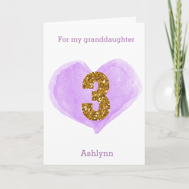 Purple Heart Gold Parties scintillant 3e carte d'a (Devant)