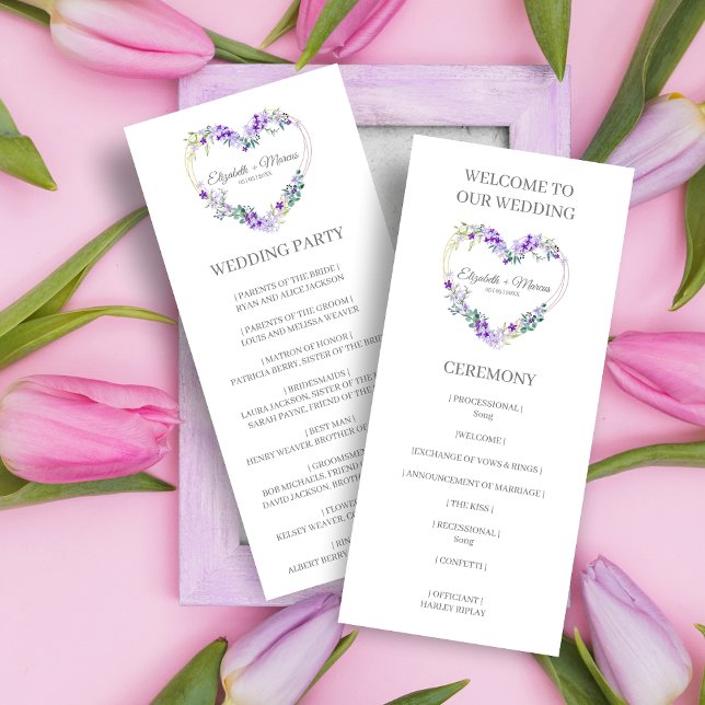 Purple Heart on Wildflowers for Wedding Programm (Von Creator hochgeladen)