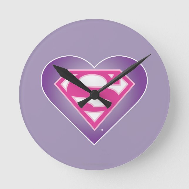 Purple Heart S-Shield Runde Wanduhr (Vorderseite)