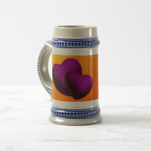 Purple Hearts 22 oz Stein Bierglas