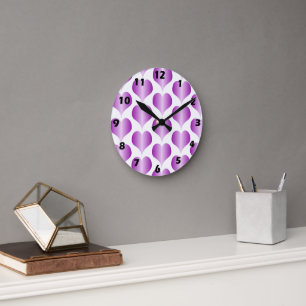 Purple-Hearts-Design Runde Wanduhr