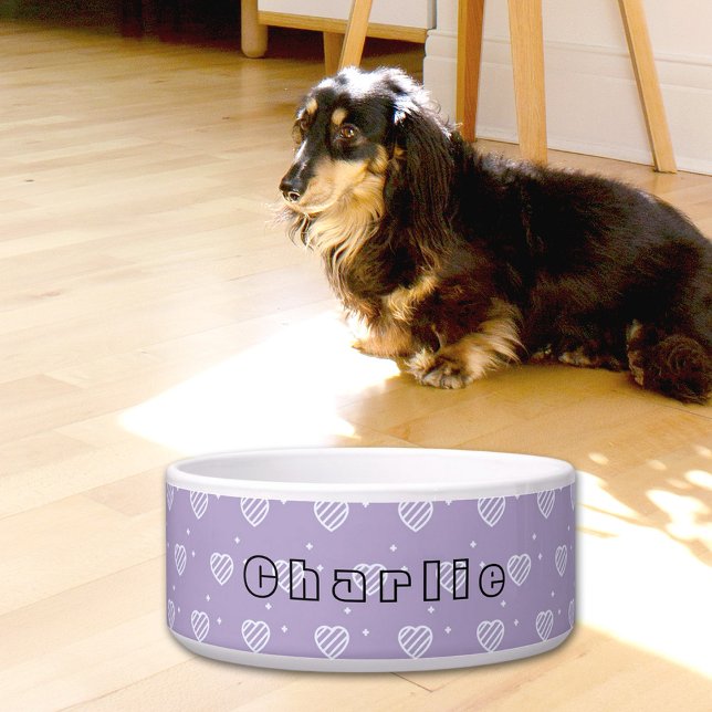 Purple Hearts Pattern Ceramic Pet Bowl Napf (Von Creator hochgeladen)
