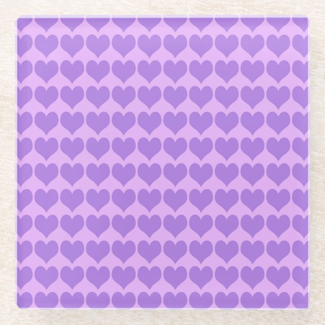 Purple Hearts Seamless Pattern Glasuntersetzer (Vorderseite)