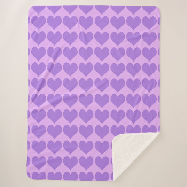 Purple Hearts Seamless Pattern Sherpadecke (Vorderseite)