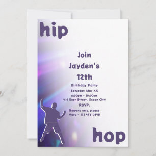 Purple Hip-Hop Dance 12ème anniversaire Invitation