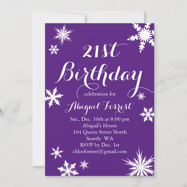 Purple hiver 21e anniversaire Invitation (Devant)
